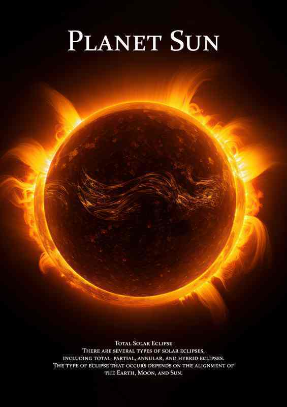 Planet Sun Eclipses Space Art | Metal Poster