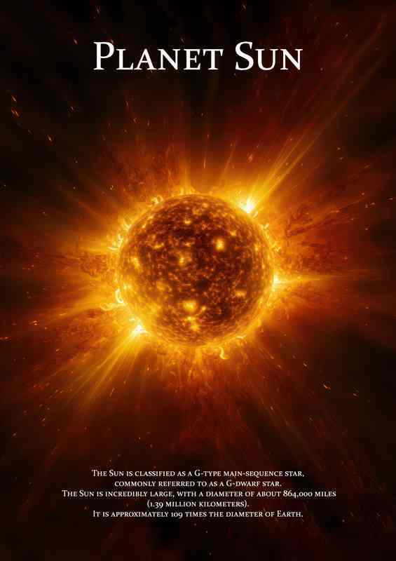 Planet Sun Is A Star Space Art | Metal Poster