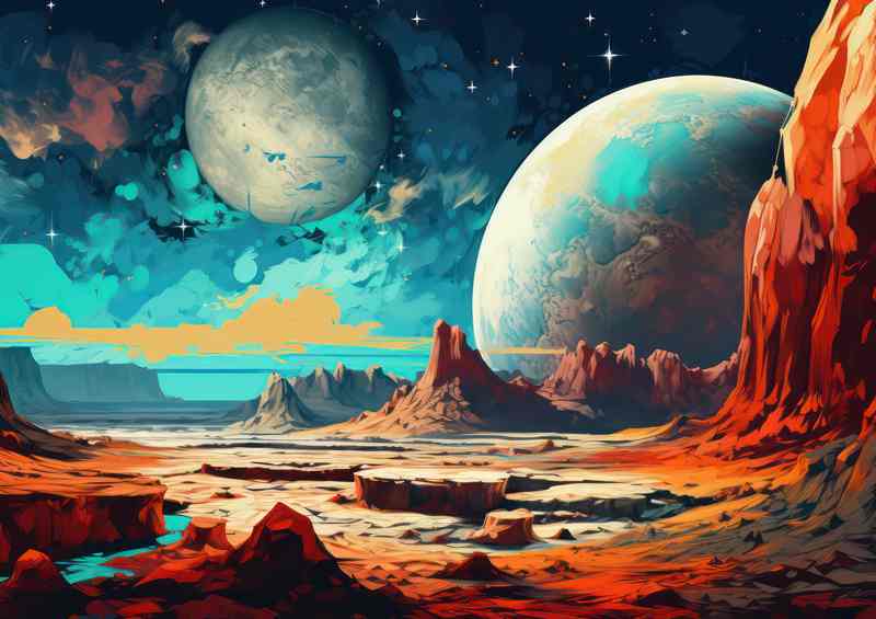 Space Oddities Planets Adorned with Massive Stones | Metal Poster