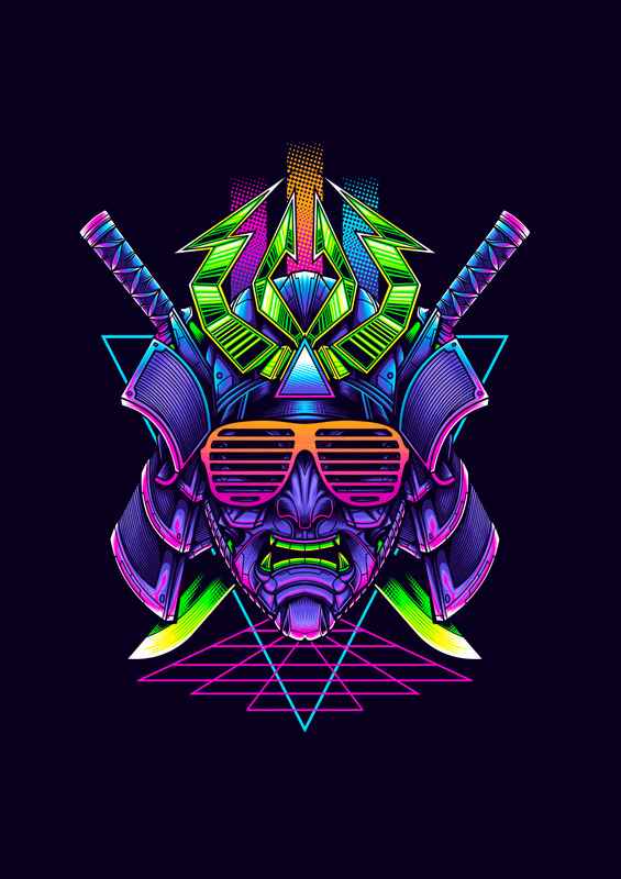 Samurai Purple head from the eightys | Metal Poster
