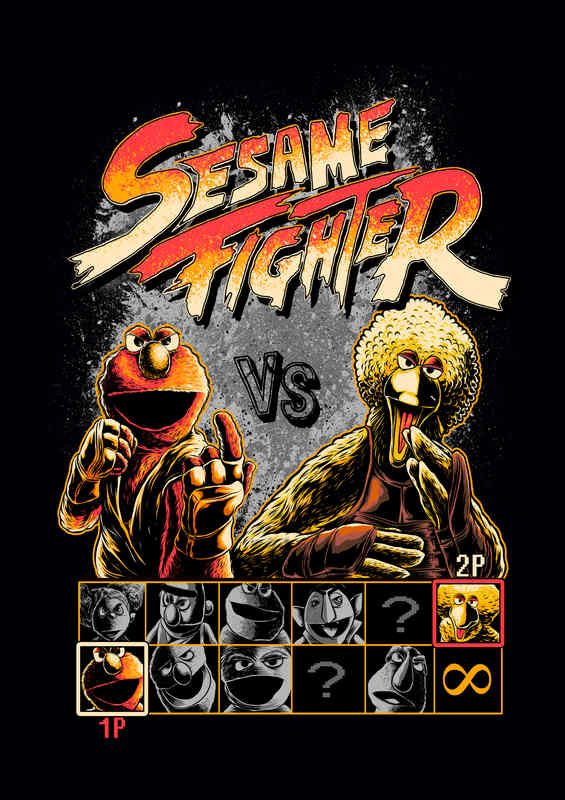 Sesame Fighter Big Bird & Gonzo Metal Poster