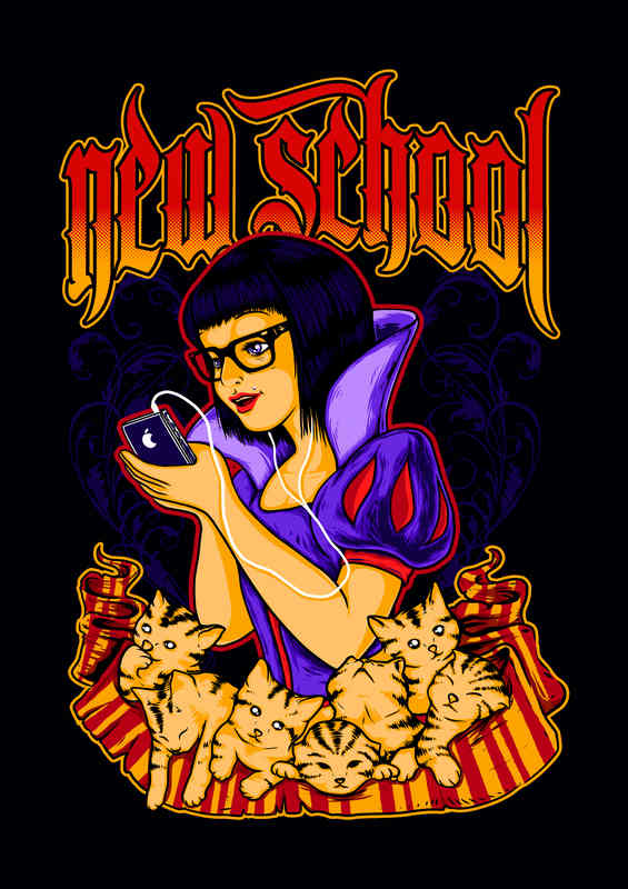 Snow White & The 7 Cats | Metal Poster