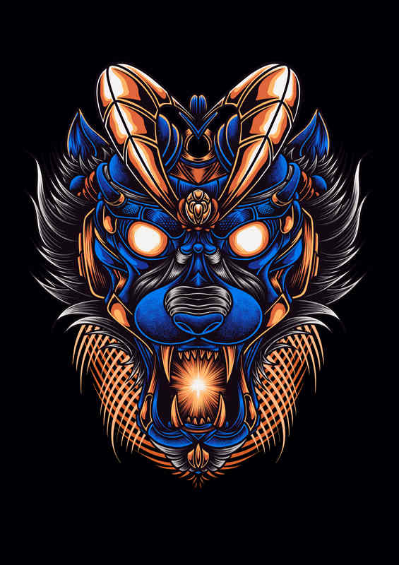 Wolf Neon Metal Poster