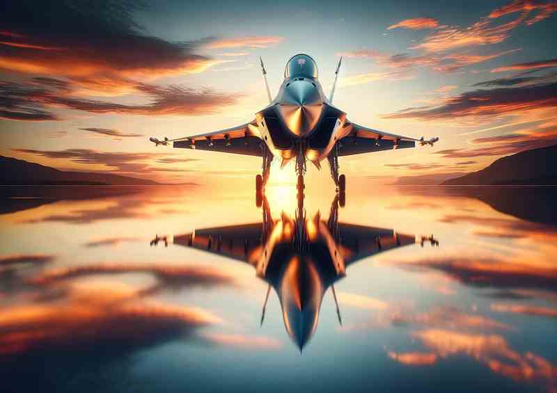 Sun Reflection Fighter Jet Elegance Metal Poster