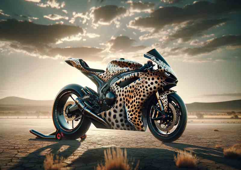 Cheetah Themed Superbike High Speed Design | Metal Poster
