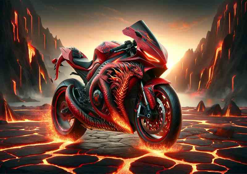 Fury Fiery Red Superbike Design | Metal Poster
