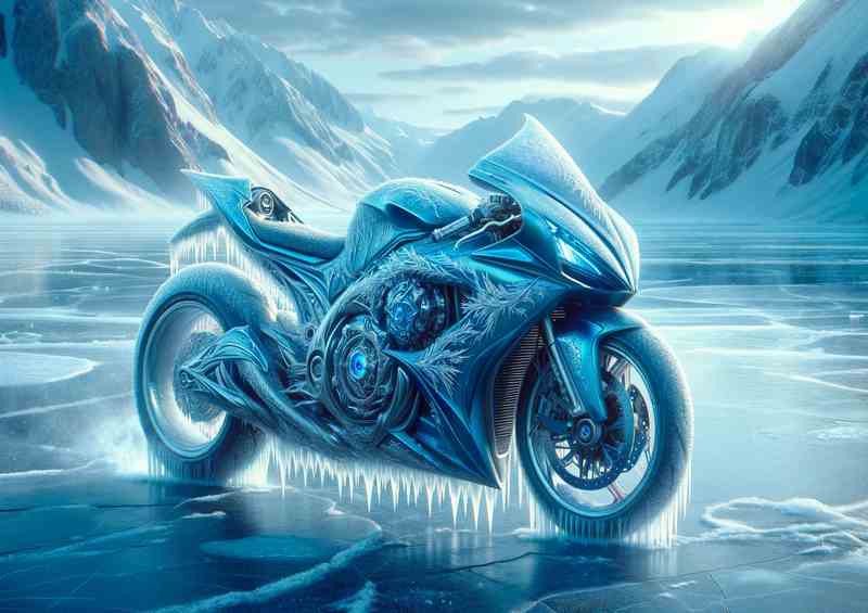 Ice Dragon Essence Sleek Blue Superbike | Metal Poster