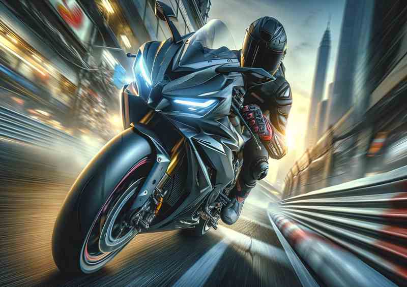 Superbike Racing on Urban Circuit | Metal Poster