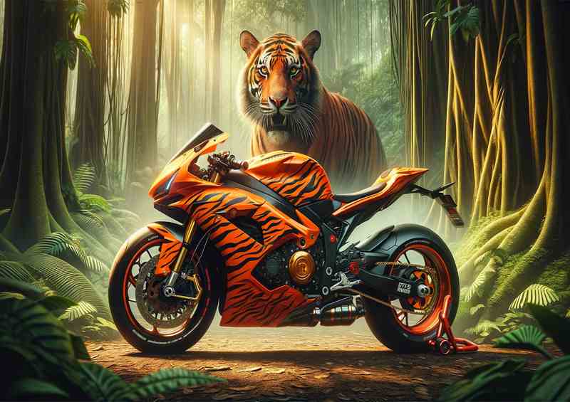 Tiger Essence Bold Orange Superbike | Metal Poster