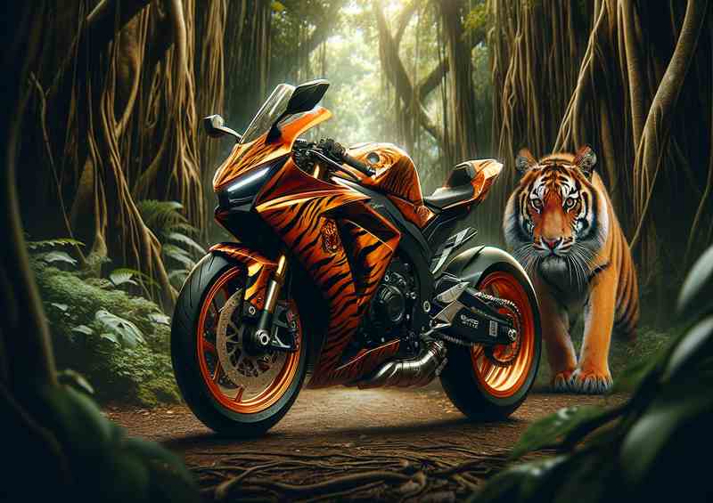 Tiger Wild Essence Bold Orange Superbike | Metal Poster