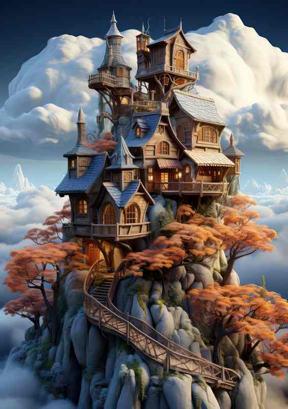 Fantasy Castle Vacation Explore Wonderland | Metal Poster