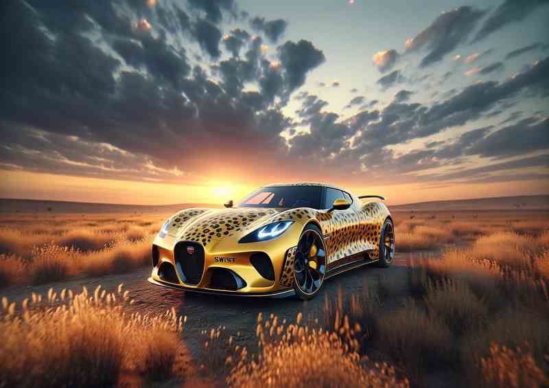 Cheetah Essence Agile Yellow Sports Car Metal Poster
