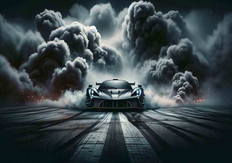 Intense Supercar Showdown Dramatic Smoke | Metal Poster