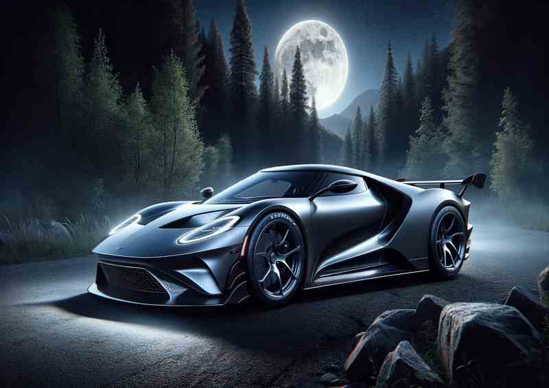 Lone Wolf Grey Sports Car | Metal Poster