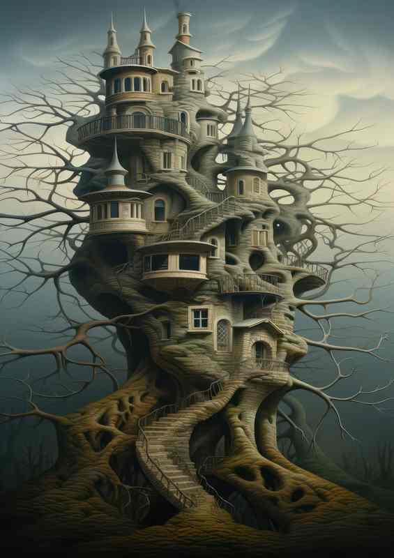 Medieval Magic Castle Houses for Fantasy Lovers | Metal Poster