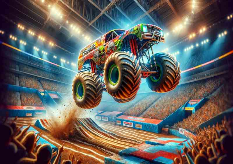Monster Truck Spectacular Showdown Illustration | Metal Poster