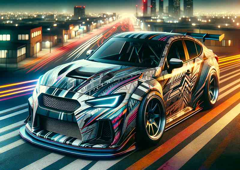 Street Race Car w/ Enhanced Graphics | Metal Poster