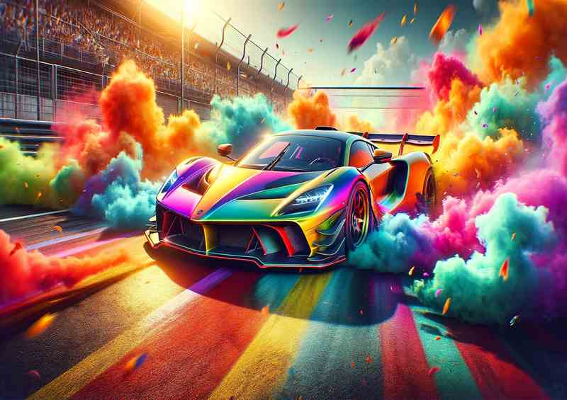 Supercar Battle Explosive Colorful Smoke | Metal Poster