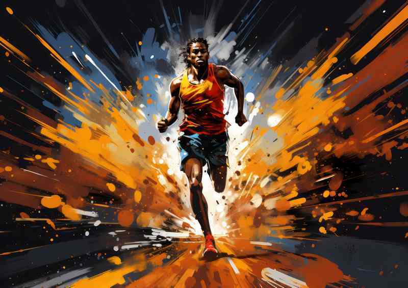 Abstract or a runner running on the track | Metal Poster