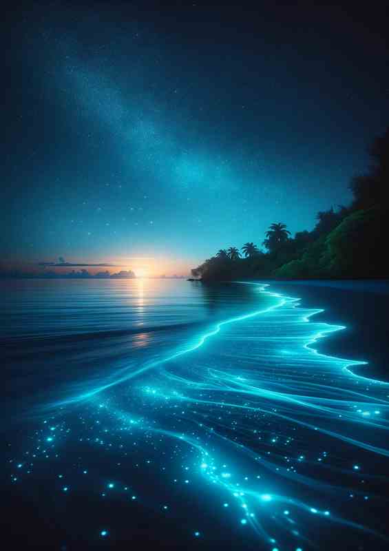 Gleaming Bioluminescent Bay | Metal Poster
