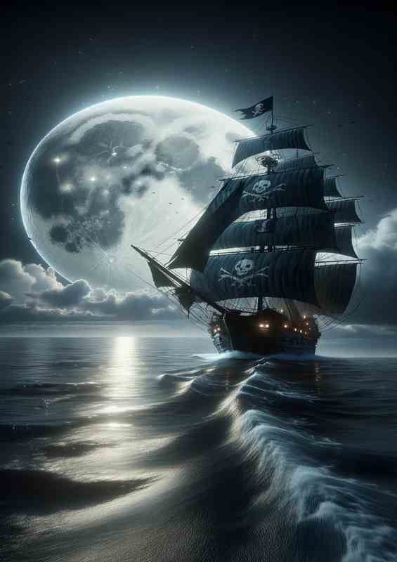 Moonlit Corsair Ocean Whispers | Metal Poster