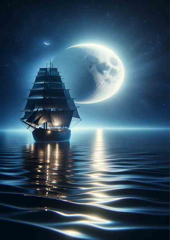 Silent Navigator, Moons Reflection Journey | Metal Poster