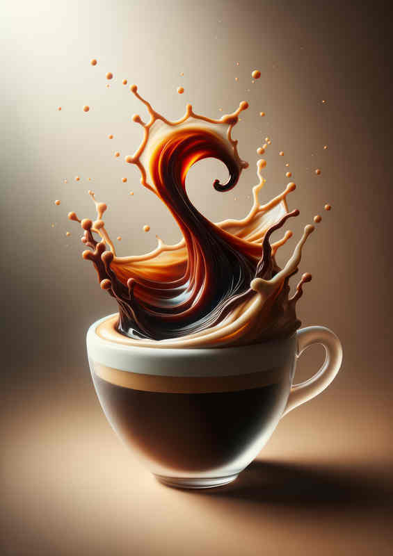 Americano Artistry Waters Dance with Espresso | Metal Poster