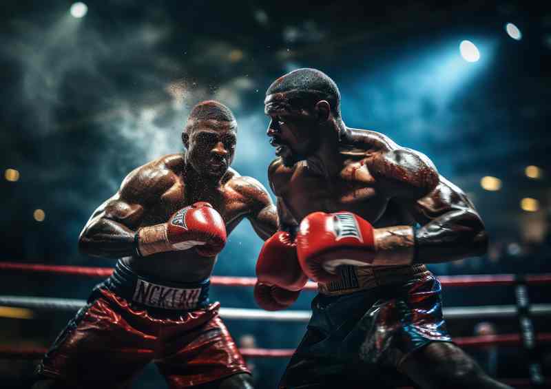 Boxers fighting in the ring with blurred background | Metal Poster