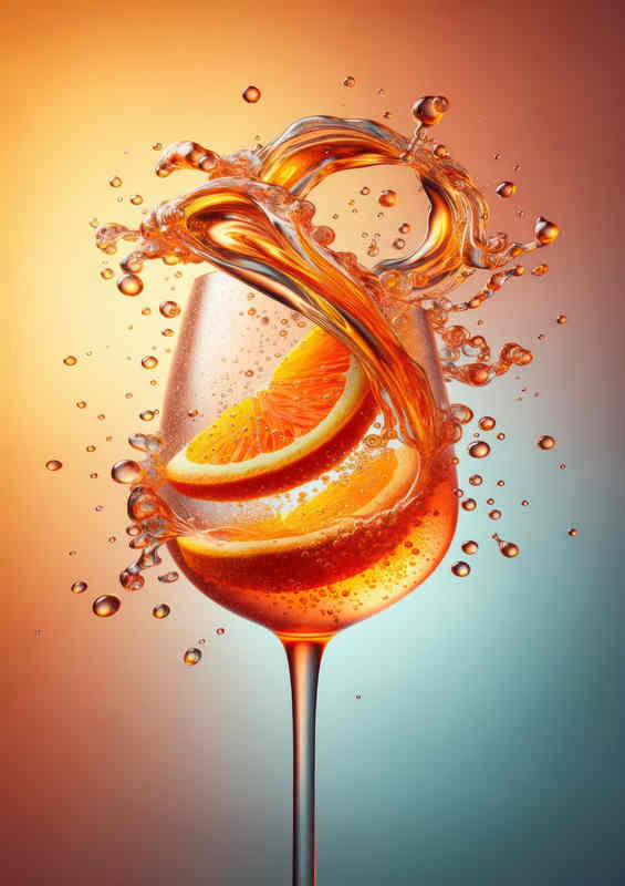 Aperol Spritz Aesthetics Orange Slices Dynamic Dive | Metal Poster
