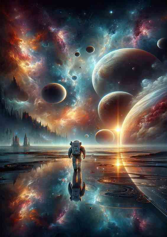 Interstellar Odyssey Astronaut Cosmic Voyage | Metal Poster