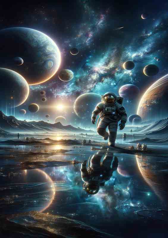 Interstellar Odyssey Astronaut Cosmic Voyage Art | Metal Poster