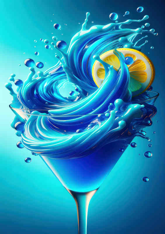 Blue Lagoon Allure Vivid Blue and Citrus Close up | Metal Poster