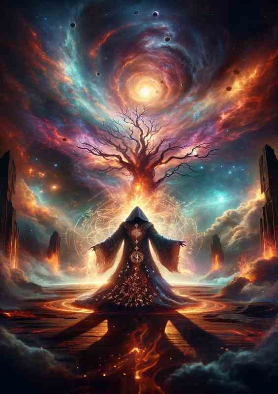 Sorcerer Summoning Cosmic Energy | Metal Poster