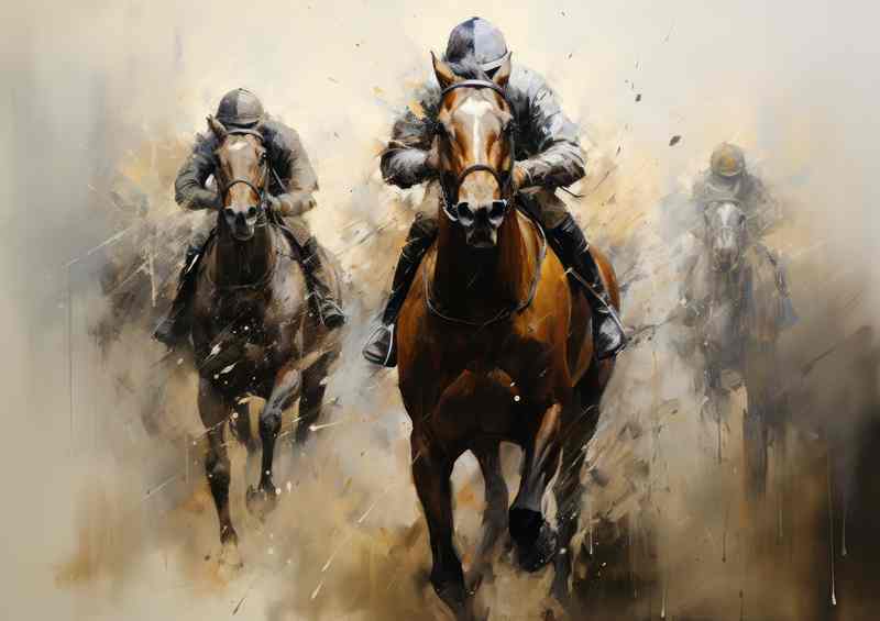 Horse racing on the home straight | Metal Poster