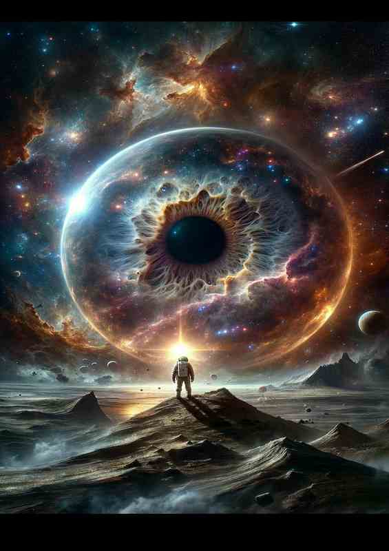 Visionary Cosmic Observer Gazing into Space | Metal Poster