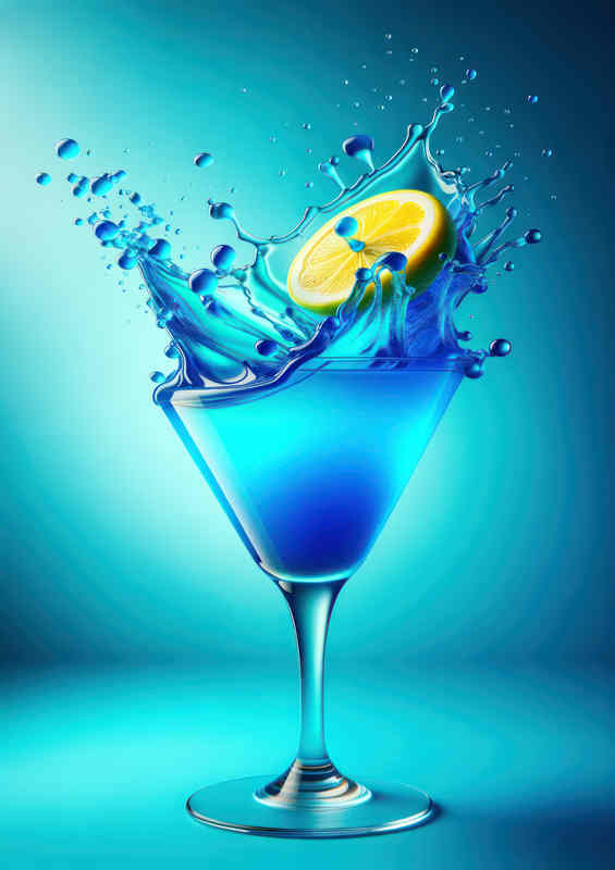 Blue Lagoon Beauty Citrus Splash in Vibrant Blue | Metal Poster