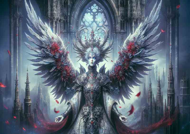 Enigmatic Empress with Celestial Wings | Metal Poster
