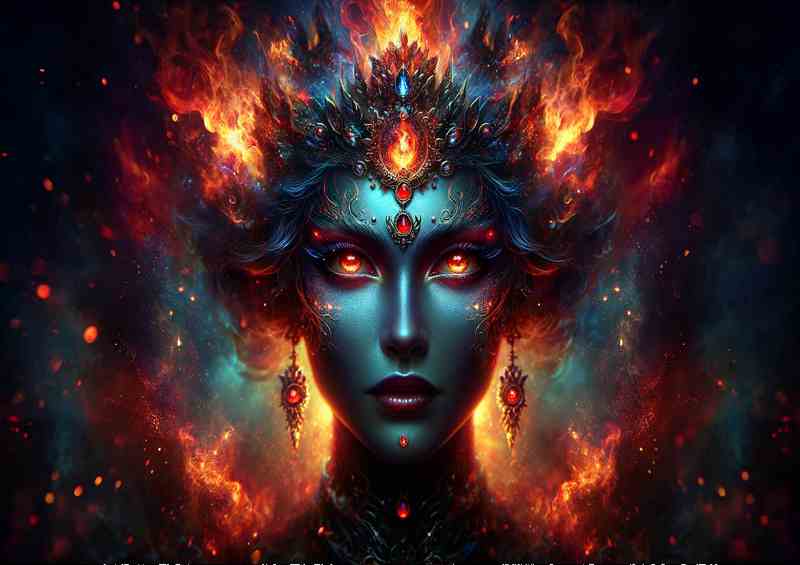 Fire Goddess with Intense Gaze | Metal Poster