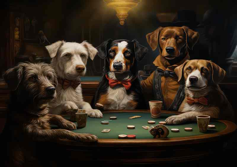 The doggies of the poker table | Metal Poster