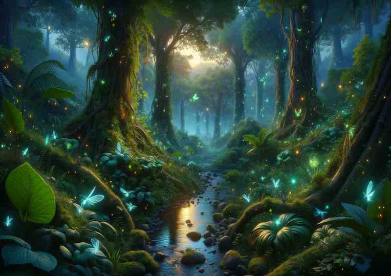 Enchanted Forest Glowing Wildlife | Metal Poster