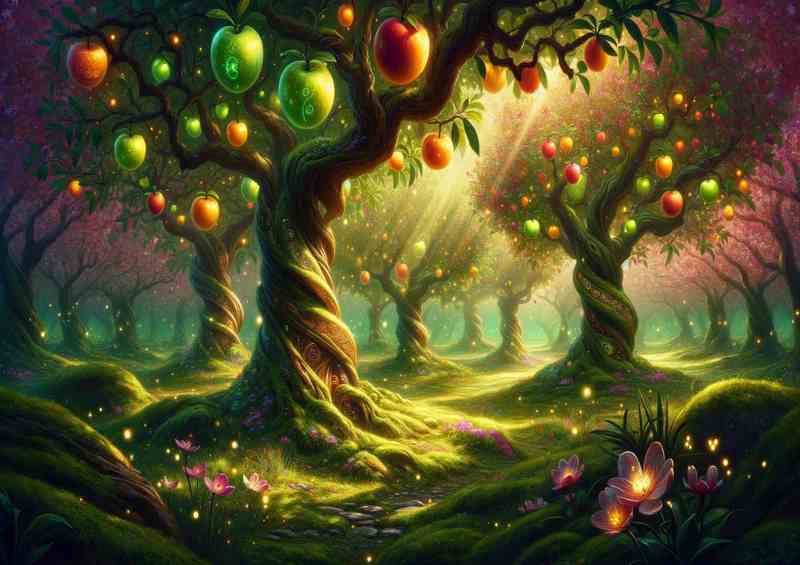 Enchanted Orchard Gem-Fruit Metal Poster