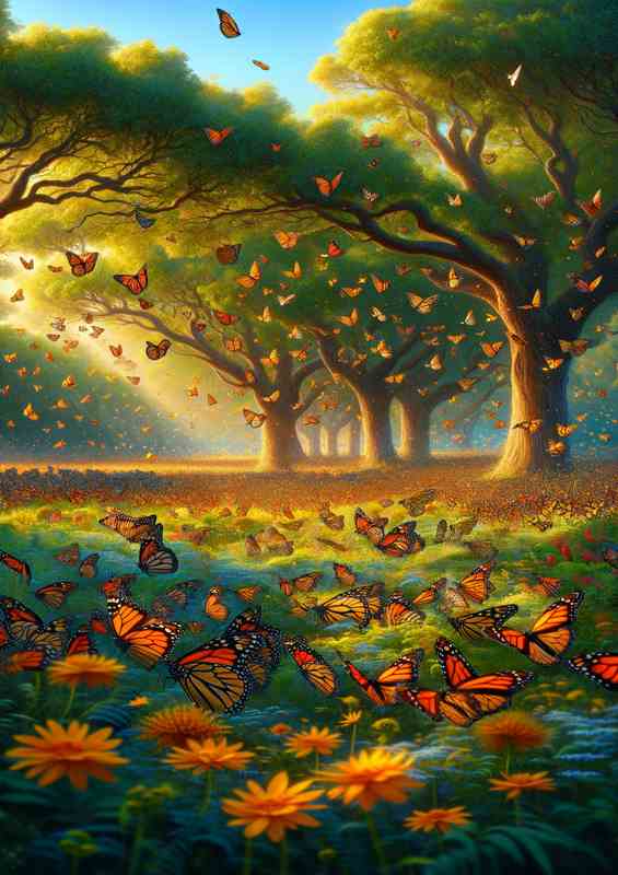 Monarch Butterfly Grove Whimsy | Metal Poster