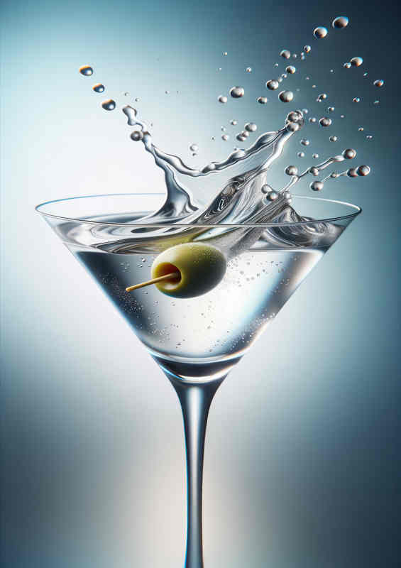 Classic Martini Elegance Olives Dance in Glass | Metal Poster