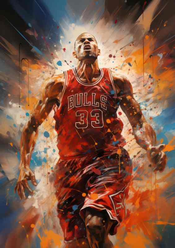 A chicago bulls player in motion basketball art | Metal Poster
