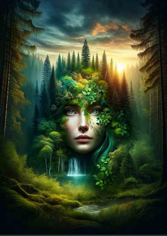 Mystical Natures Essence lush forest landscape | Metal Poster