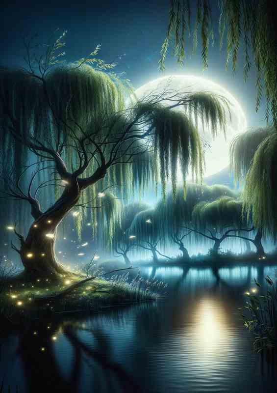 Whispering Willows by Moonlight | Metal Poster