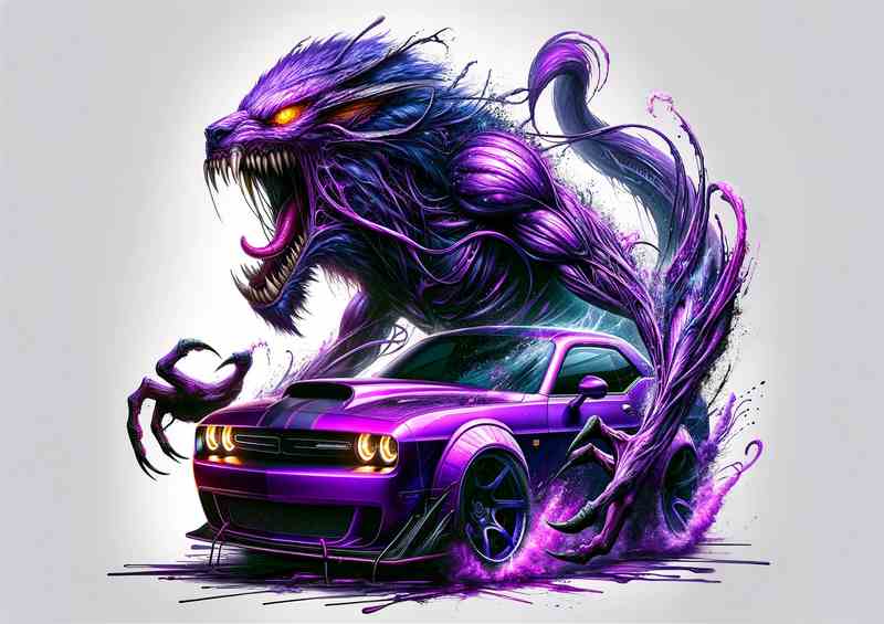 Beast Purple Muscle Car Metal Poster