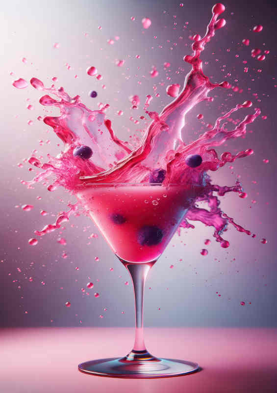 Energetic Splash Cocktail Glass | Metal Poster