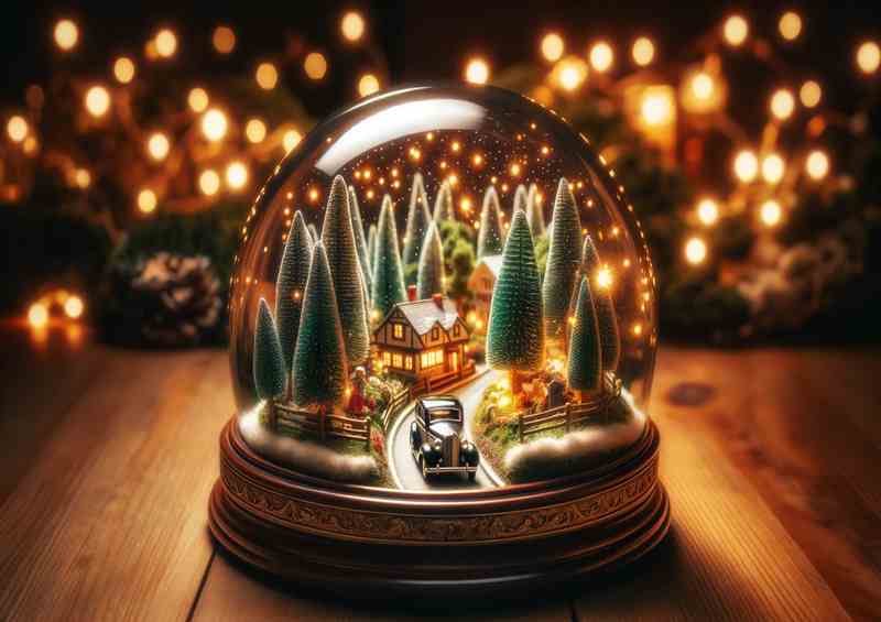 Enchanted Miniature Car World in Glass Globe | Metal Poster