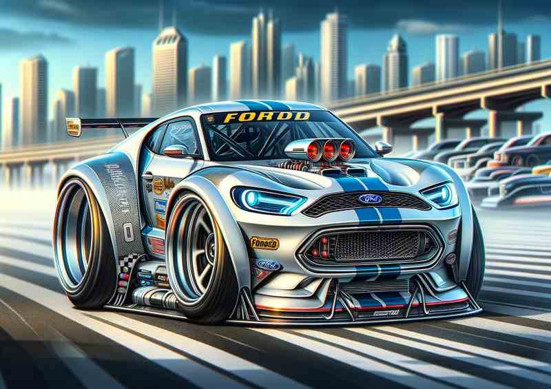 Ford street racing car with oversized features | Metal Poster